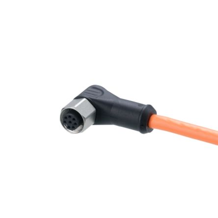 ifm electronic Right Angle Female 1 way M12 to Unterminated Actuator/Sensor Cable, 3m [E12456]; 187-404