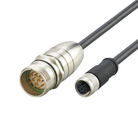 ifm electronic Straight Male 1 way M23 to Straight Female 1 way M12 Actuator/Sensor Cable, 300mm [E12460]; 187-518