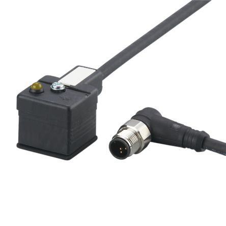 ifm electronic Straight Female 1 way M12 to Right Angle Female 1 way Valve Connector Actuator/Sensor Cable, 2m [E70129]; 187-568
