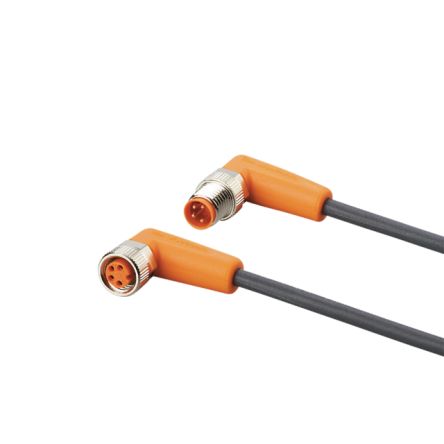 ifm electronic Right Angle Male 4 way M8 to Right Angle Female 3 way M8 Communication Cable, 400mm [EVC560]; 187-597