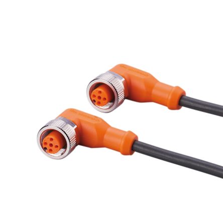 ifm electronic Right Angle Male 4 way M12 to Right Angle Female 5 way M12 Communication Cable, 800mm [EVC564]; 187-682