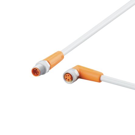 ifm electronic Straight Male 1 way M8 to Right Angle Female 1 way M8 Sensor Actuator Cable, 300mm [EVW179]; 187-967