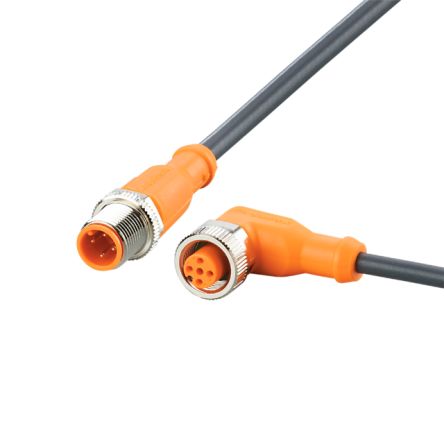 ifm electronic Straight Male 3 way M12 to Right Angle Female 5 way M12 Communication Cable, 4m [EVC400]; 188-102