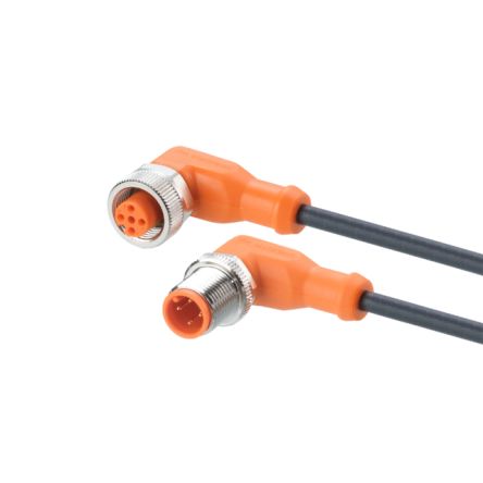 ifm electronic Right Angle Male 1 way M12 to Right Angle Female 1 way M12 Actuator/Sensor Cable, 4m [EVC170]; 188-189