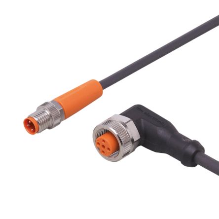 ifm electronic Straight Male 1 way M8 to Right Angle Female 1 way M12 Actuator/Sensor Cable, 1m [EVC252]; 188-347