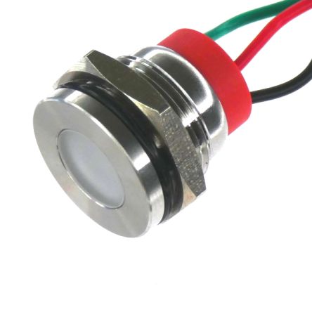 CML Innovative Technologies PL16SL Series Green, Red Panel LED, 12V, 16mm Mounting Hole Size, Lead Wires Termination, [PL16SL082]; 188-562