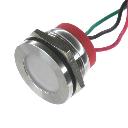 CML Innovative Technologies PL22SL Series Green, Red Panel LED, 24V, 22mm Mounting Hole Size, Lead Wires Termination, [PL22SL083]; 188-583