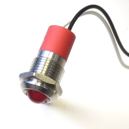 CML Innovative Technologies PL12SL Series Red Panel LED, 110V, 12mm Mounting Hole Size, Lead Wires Termination, IP67 [PL12SL115]; 188-601