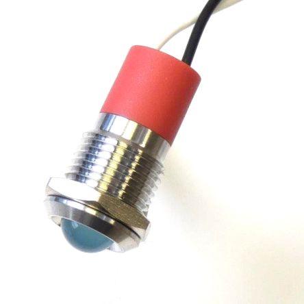 CML Innovative Technologies PL12SL Series Blue Panel LED, 110V, 12mm Mounting Hole Size, Lead Wires Termination, IP67 [PL12SL155]; 188-604