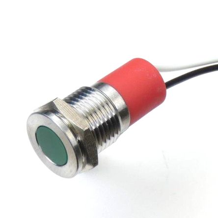 CML Innovative Technologies PL12SL Series Green Panel LED, 12V, 12mm Mounting Hole Size, Lead Wires Termination, IP67 [PL12SL022]; 188-613