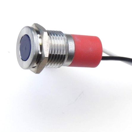 CML Innovative Technologies PL12SL Series Blue Panel LED, 24V, 12mm Mounting Hole Size, Lead Wires Termination, IP67 [PL12SL053]; 188-621