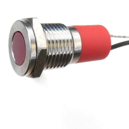 CML Innovative Technologies PL12SL Series Red Panel LED, 110V, 12mm Mounting Hole Size, Lead Wires Termination, IP67 [PL12SL015]; 188-623