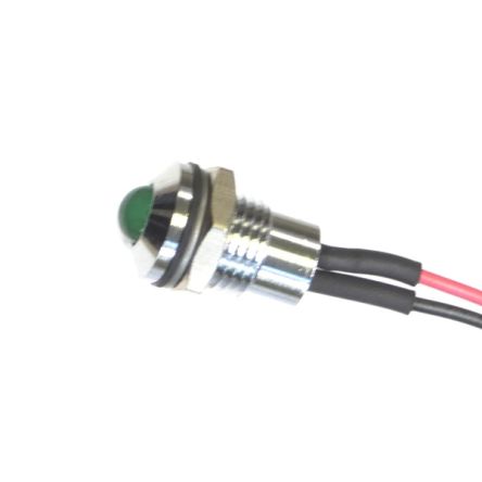 CML Innovative Technologies 1904XX0XWE Series Green Panel Mount Indicator, 12V dc, 8mm Mounting Hole Size, Lead Wires [19040201WE]; 188-653
