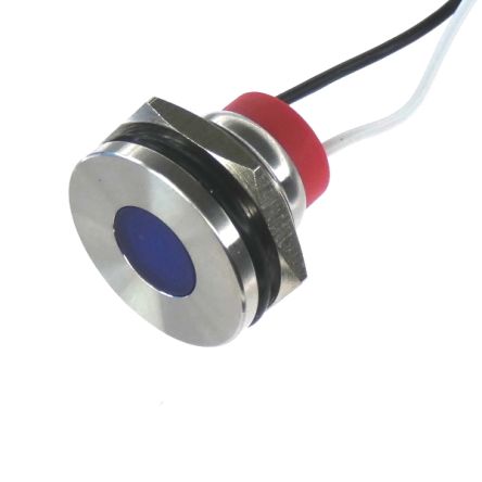 CML Innovative Technologies PL19SL Series Blue Panel LED, 24V, 19mm Mounting Hole Size, Lead Wires Termination, IP67 [PL19SL053]; 188-673