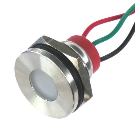 CML Innovative Technologies PL19SL Series Green, Red Panel LED, 12V, 19mm Mounting Hole Size, Lead Wires Termination, [PL19SL092]; 188-690