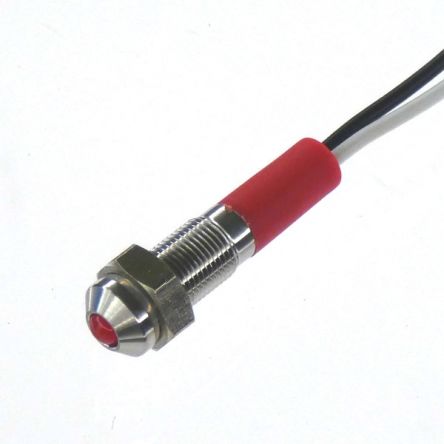 CML Innovative Technologies PL06SL Series Red Panel LED, 240V, 6mm Mounting Hole Size, Lead Wires Termination, IP67 [PL06SL116]; 188-730