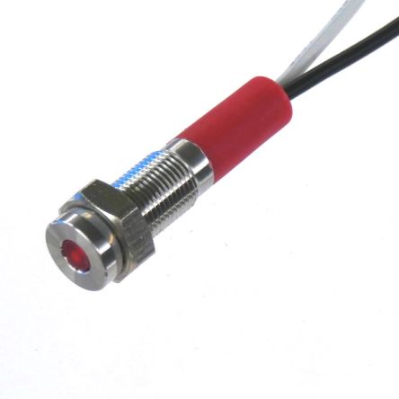 CML Innovative Technologies PL06SL Series Red Panel LED, 24V, 6mm Mounting Hole Size, Lead Wires Termination, IP67 [PL06SL013]; 188-742