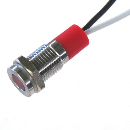CML Innovative Technologies PL08SL Series Red Panel LED, 110V, 8mm Mounting Hole Size, Lead Wires Termination, IP67 [PL08SL015]; 188-758