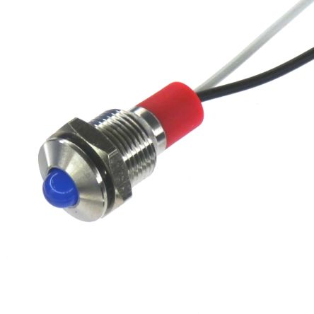 CML Innovative Technologies PL10SL Series Blue Panel LED, 12V, 10mm Mounting Hole Size, Lead Wires Termination, IP67 [PL10SL152]; 188-791