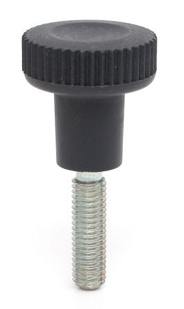 RS PRO Black Thermoplastic Thumbscrew Clamping Knob, M10 x 30, Threaded Mount [0]; 188-864