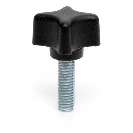 RS PRO Black Thermoplastic 4-Arm Clamping Knob, M5, Threaded Mount [0]; 188-868