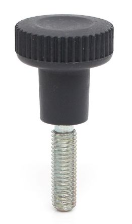 RS PRO Black Thermoplastic Thumbscrew Clamping Knob, M5 x 16, Threaded Mount [0]; 188-870