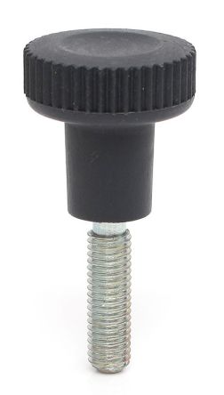RS PRO Black Thermoplastic Thumbscrew Clamping Knob, M4 x 10, Threaded Mount [0]; 188-871