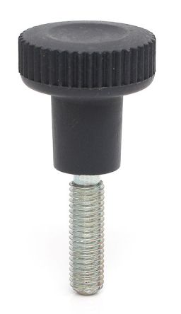 RS PRO Black Thermoplastic Thumbscrew Clamping Knob, M8 x 25, Threaded Mount [0]; 188-873