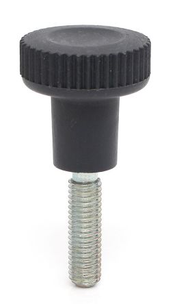 RS PRO Black Thermoplastic Thumbscrew Clamping Knob, M6 x 16, Threaded Mount [0]; 188-874
