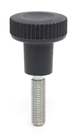 RS PRO Black Thermoplastic Thumbscrew Clamping Knob, M8 x 20, Threaded Mount [0]; 188-956