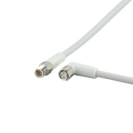 ifm electronic Straight Male 3 way M8 to Right Angle Female 3 way M8 Communication Cable, 2m [EVF151]; 188-971