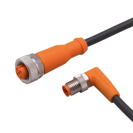 ifm electronic Right Angle Male 4 way M8 to Straight Female 5 way M12 Communication Cable, 300mm [EVC378]; 189-000