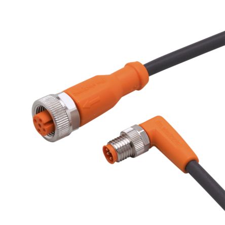 ifm electronic Right Angle Male 4 way M8 to Straight Female 5 way M12 Communication Cable, 300mm [EVC374]; 189-214