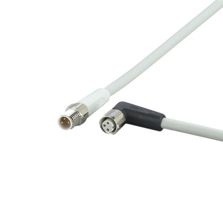 ifm electronic Straight Male 3 way M8 to Right Angle Female 3 way M8 Communication Cable, 300mm [EVF154]; 189-219