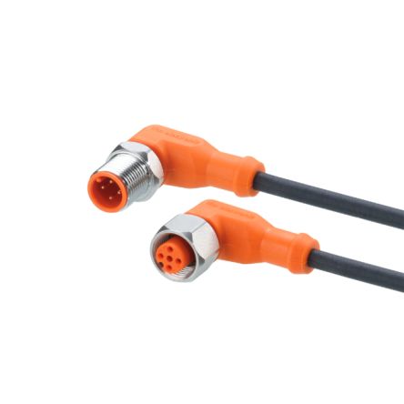 ifm electronic Right Angle Male 1 way M12 to Right Angle Female 1 way M12 Sensor Actuator Cable, 5m [EVM092]; 189-247