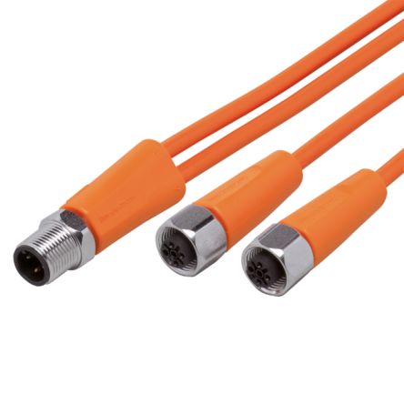 ifm electronic Straight Male 1 way M12 to Straight Female 2 way M12 Sensor Actuator Cable, 1.2m [EVT347]; 189-286