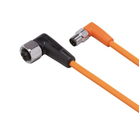 ifm electronic Right Angle Male 1 way M8 to Right Angle Female 1 way M12 Sensor Actuator Cable, 300mm [EVT310]; 189-292