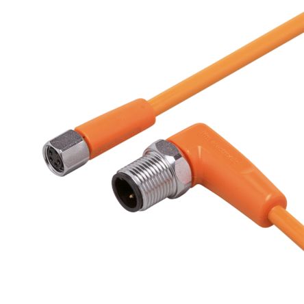 ifm electronic Right Angle Male 1 way M12 to Straight Female 1 way M8 Sensor Actuator Cable, 300mm [EVT298]; 189-381