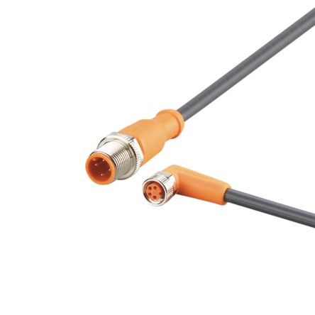 ifm electronic Straight Male 1 way M12 to Right Angle Female 1 way M8 Actuator/Sensor Cable, 1m [EVC237]; 189-575