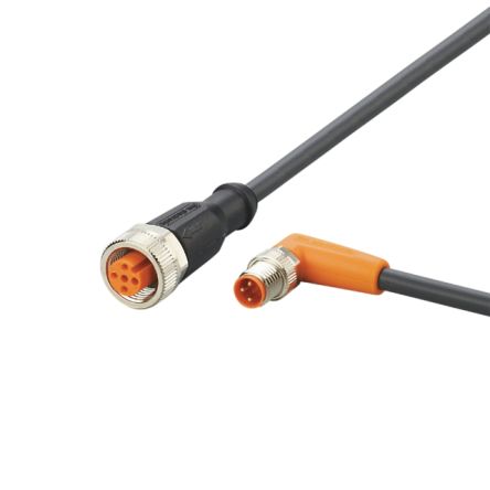 ifm electronic Right Angle Male 3 way M8 to Straight Female 5 way M12 Communication Cable, 300mm [EVC674]; 189-624
