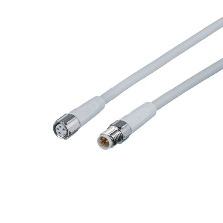 ifm electronic Straight Male 4 way M8 to Straight Female 4 way M8 Communication Cable, 600mm [EVF179]; 189-708