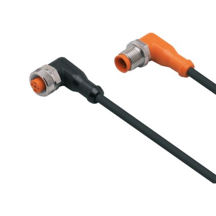 ifm electronic Right Angle Male 1 way M12 to Right Angle Female 1 way M12 Actuator/Sensor Cable, 1m [EVC037]; 189-773