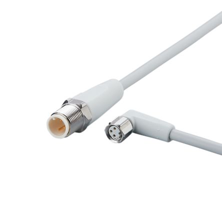 ifm electronic Straight Male 3 way M12 to Right Angle Female 3 way M8 Communication Cable, 1m [EVF244]; 189-795