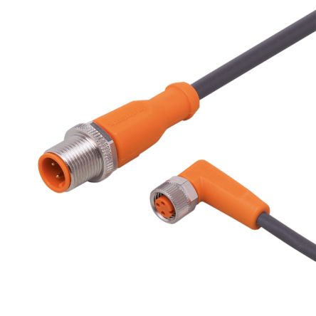 ifm electronic Straight Male 1 way M12 to Right Angle Female 1 way M8 Actuator/Sensor Cable, 2m [EVC233]; 189-826