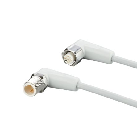 ifm electronic Right Angle Male 3 way M12 to Right Angle Female 5 way M12 Communication Cable, 5m [EVF113]; 189-849