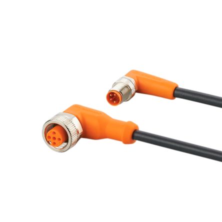 ifm electronic Right Angle Male 4 way M8 to Right Angle Female 5 way M12 Communication Cable, 0.3m [EVC380]; 189-858