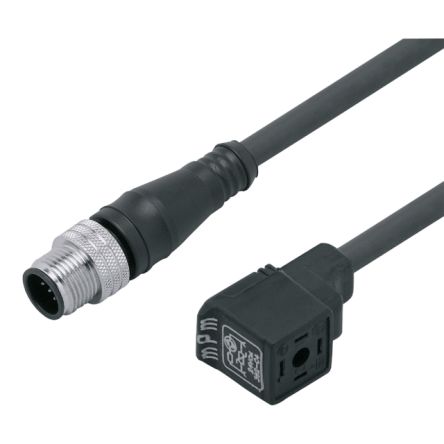 ifm electronic Straight Male 1 way M12 to Right Angle Female 1 way Valve Connector Actuator/Sensor Cable, 1m [E11438]; 189-949