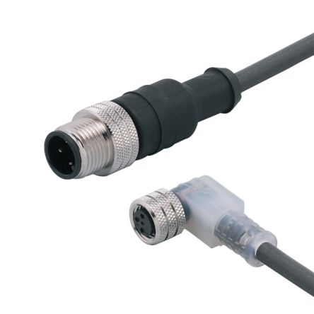 ifm electronic Straight Male 1 way M12 to Right Angle Female 1 way M8 Actuator/Sensor Cable, 1.5m [E11564]; 189-953