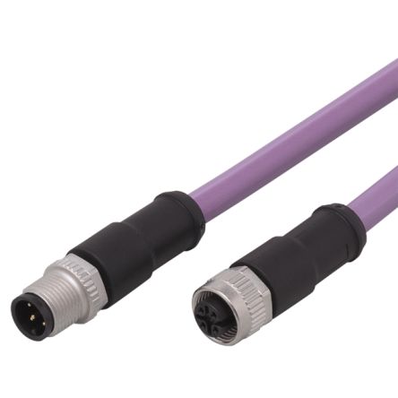 ifm electronic Straight Male 1 way M12 to Straight Female 1 way M12 Actuator/Sensor Cable, 1m [E11592]; 189-957