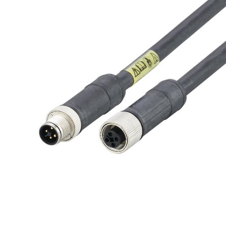 ifm electronic Power 1.5 mm² 4 Core Power Cable, Black Polyurethane PUR, 500mm [E12425]; 189-971